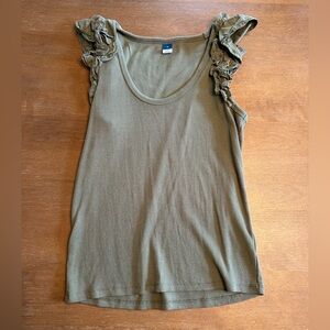 Old Navy Olive Tank Top with Ruffle Sleeves